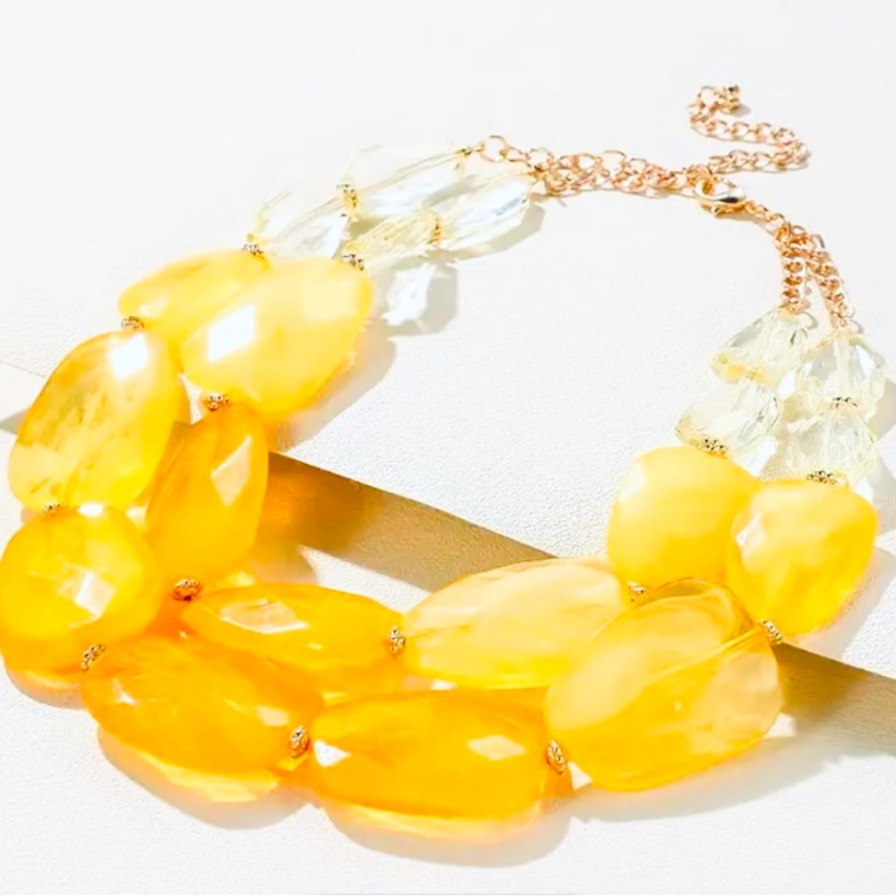Yellow and Gold Statement Necklace